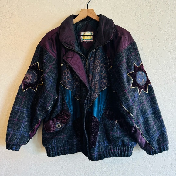 Karizma Jackets & Blazers - VINTAGE | Karizma East ltd. | 80s mulitcolored snow ski bomber wool jacket | L